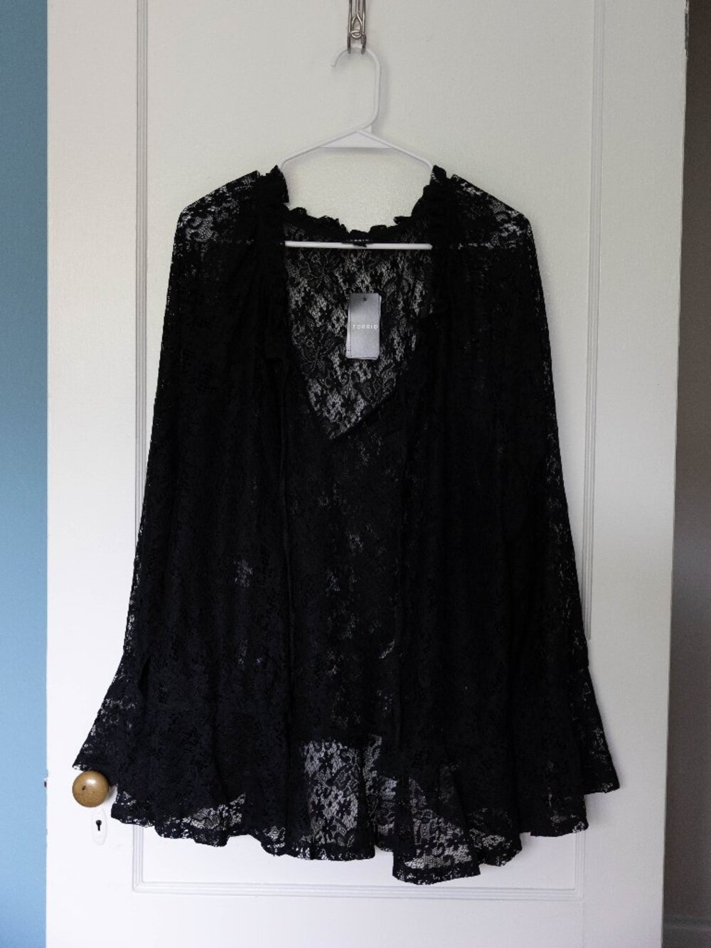 NWT Torrid Black Sheer Lace Long Sleeve Top Size 4 (4X)